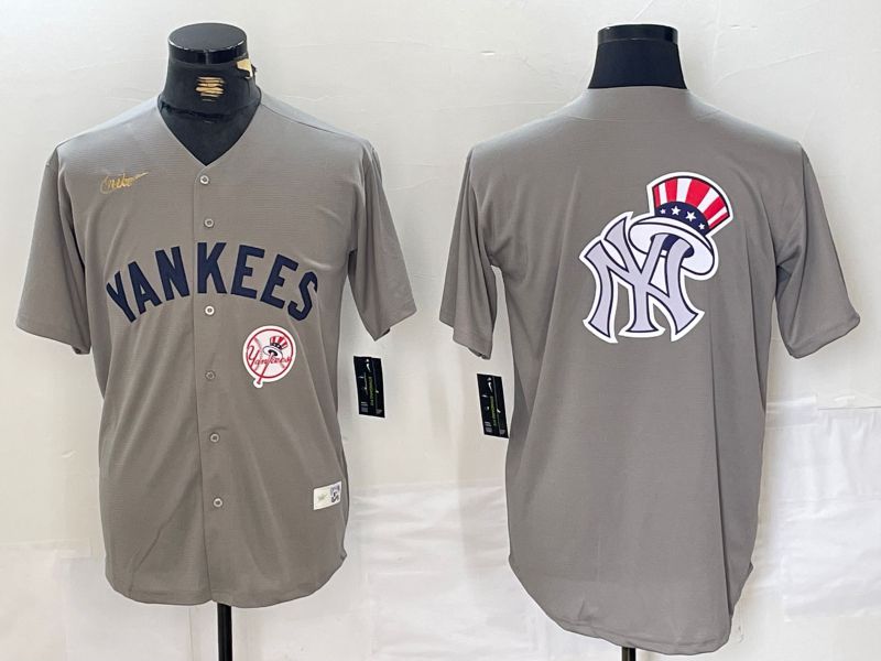 Men New York Yankees Blank Grey Throwback Nike Game 2024 MLB Jersey style 16->new york yankees->MLB Jersey
